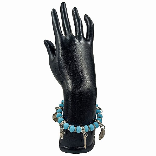 Pulseira Adorno Enfeite P/ Quartinha Orixá Oxóssi Odé Azul