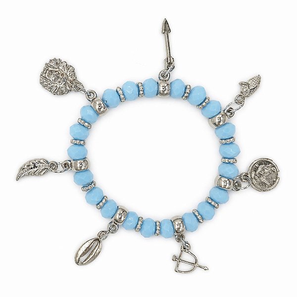 Pulseira Adorno Enfeite P/ Quartinha Orixá Oxóssi Odé Azul