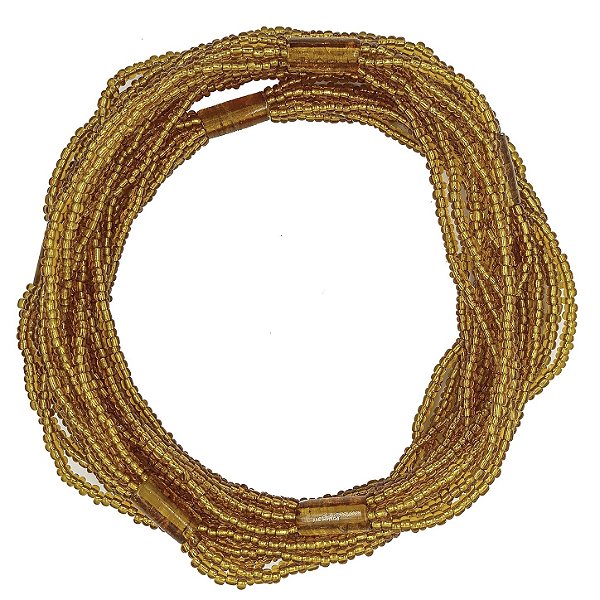 Guia Brajá 7 Fios Soltos C/ 7 Firmas Dourado Missanga Transparente Cristalizada