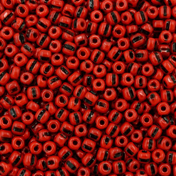 Miçanga Pacote 500g Conta de Missanga Leitosa Rajada Vermelho/Preto
