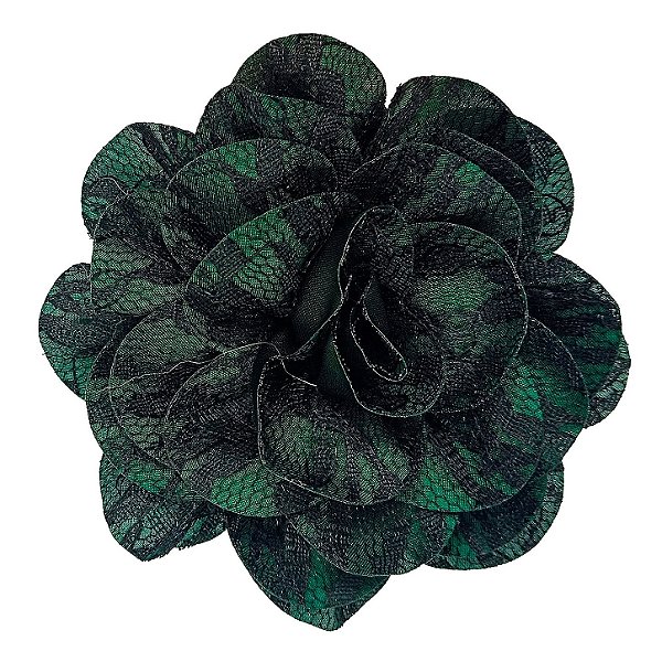 Presilha Grampo de Cabelo Rosa C/ Renda Broche Alfinete Verde/Preto