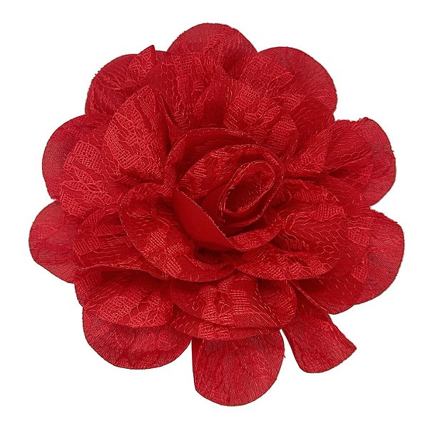 Presilha Grampo de Cabelo Rosa C/ Renda Broche Alfinete Vermelho
