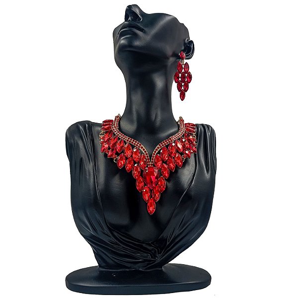 Conjunto Colar + Brincos Premium P/ Pombagira M4 Vermelho
