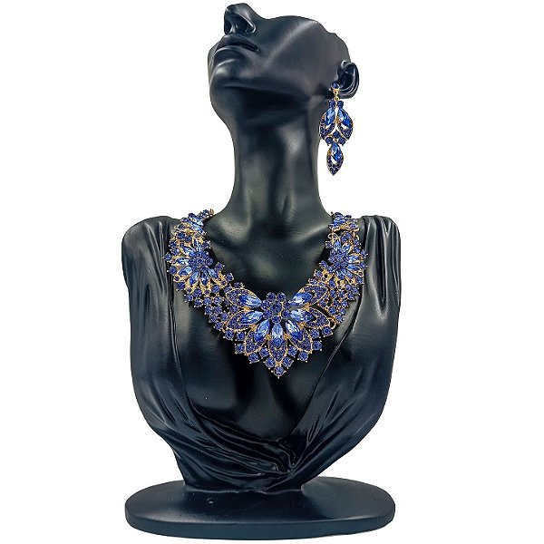 Conjunto Colar + Brincos Premium P/ Pombagira M2 Azul