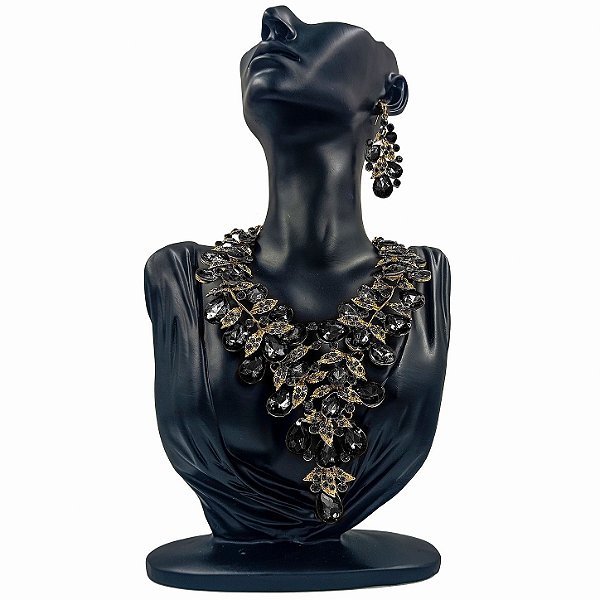 Conjunto Colar + Brincos Premium P/ Pombagira M3 Preto