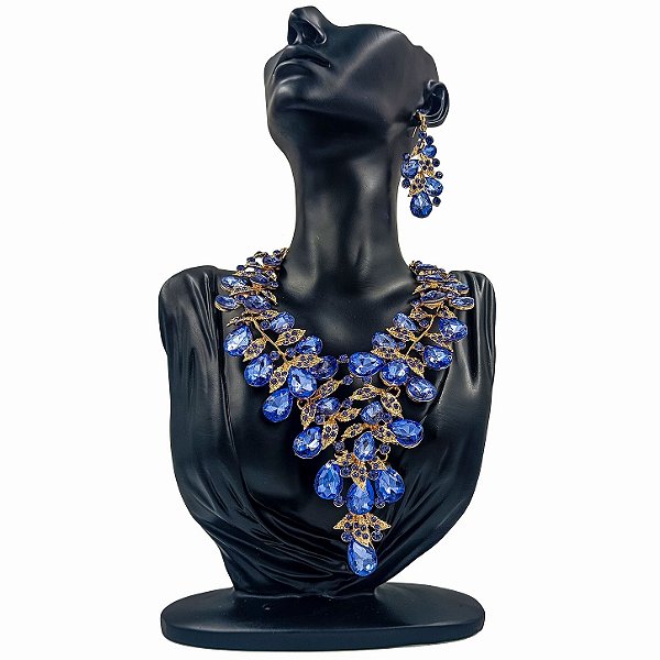 Conjunto Colar + Brincos Premium P/ Pombagira M3 Azul