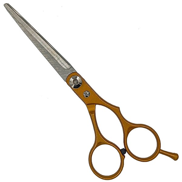 Tesoura Profissional Amarela Dourado C/ Corte P/ Assentamentos e Firmezas
