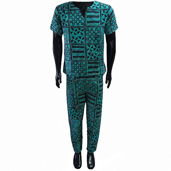 Conjunto Masculino Ankara Estampado Duas 2 Peças Calça e Camiseta