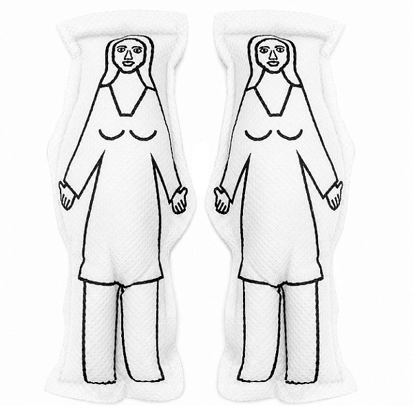 Dupla Casal Mulher/Mulher Branco Boneco de Pano 14cm Vodu Magia Voodoo Ritual Quimbanda Bruxaria Umbanda