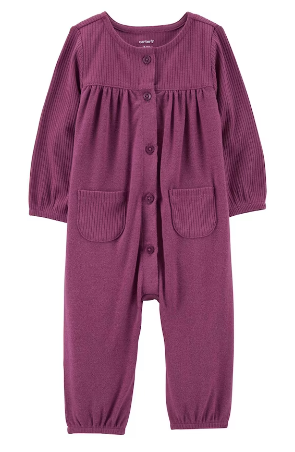 Carter's - Macacão de Tecido Tipo Tricot - Roxo com Botões