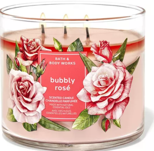 Bath & Body Works - Vela Aromática de 3 Pavios Bubbly Rosé (411g)