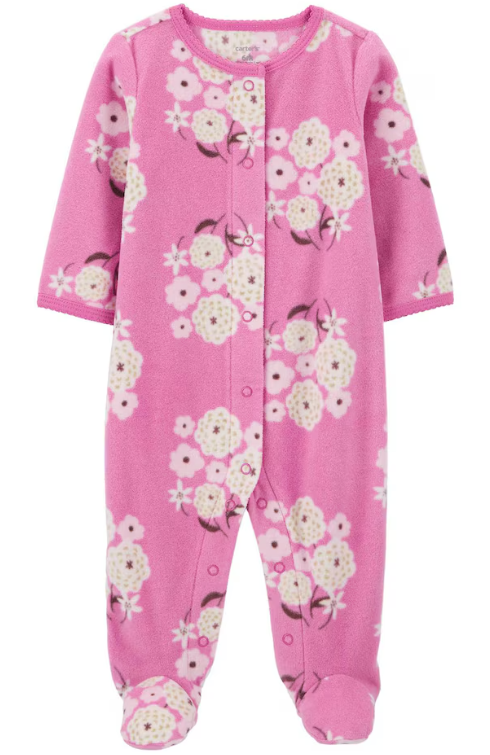 Carter's - Macacão de Fleece - Rosa com Estampa Floral