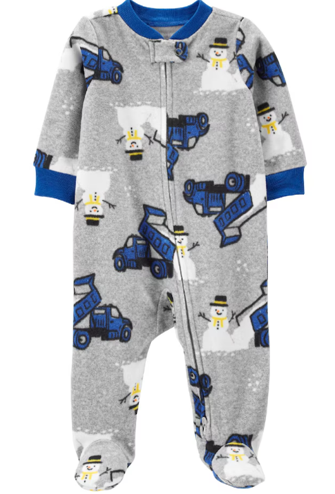 Carter's - Macacão de Fleece - Cinza com Estampa de Caminhão Azul