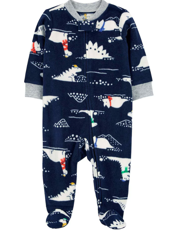 Carter's - Macacão de Fleece - Azul Marinho com Estampa de Dinossauro