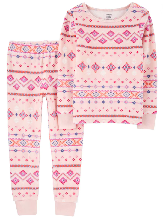 Carter's - Conjunto de Pijama em Fleece - Rosa com Estampa Étnica