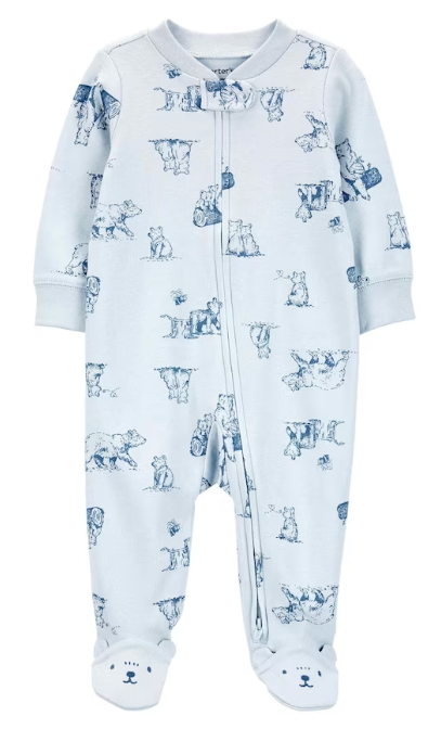 Carter's - Macacão de Algodão - Azul Claro com Estampa de Ursinho