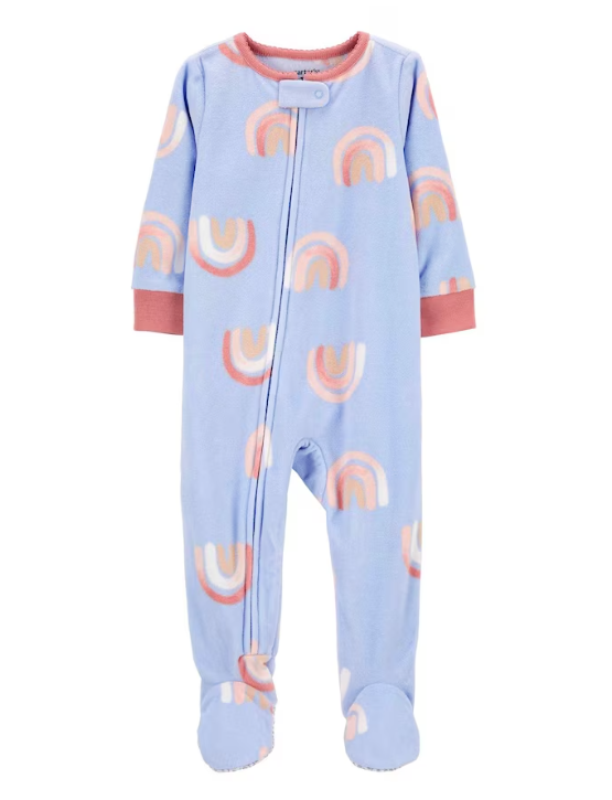 Carter's - Macacão de Fleece - Azul Claro com Estampa de Arco-Íris