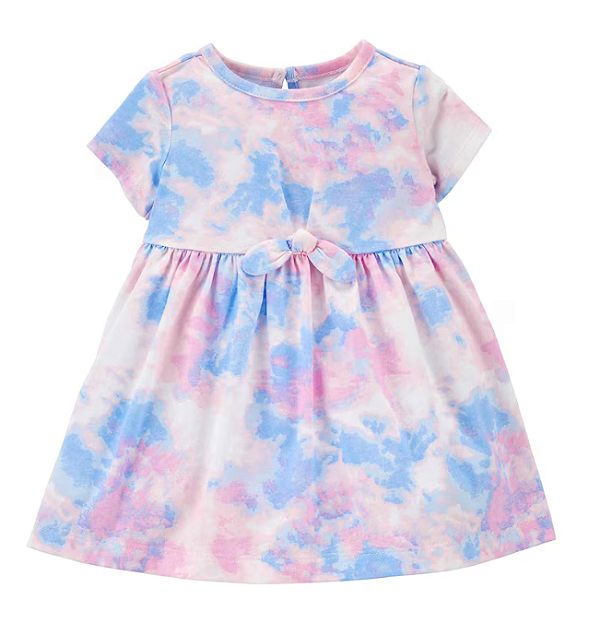 Carter's - Vestido Manga Curta - Azul e Rosa Claro (Tie Dye)