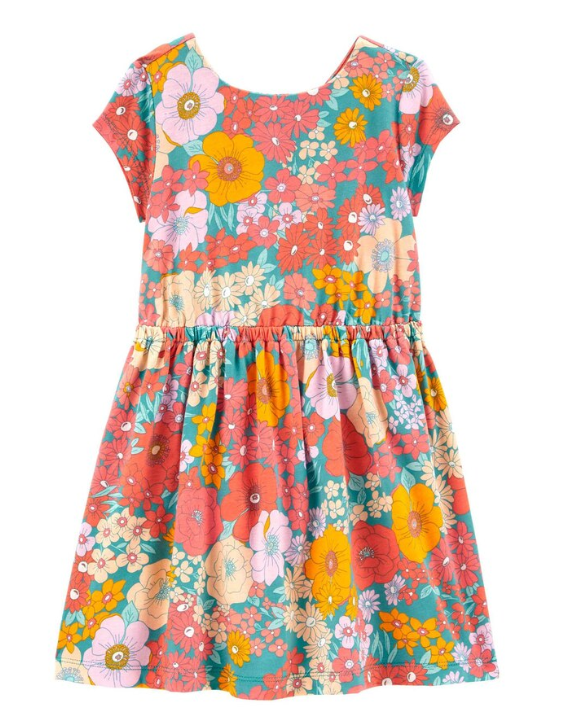 Carter's - Vestido Manga Curta - Rosa com Estampa Floral