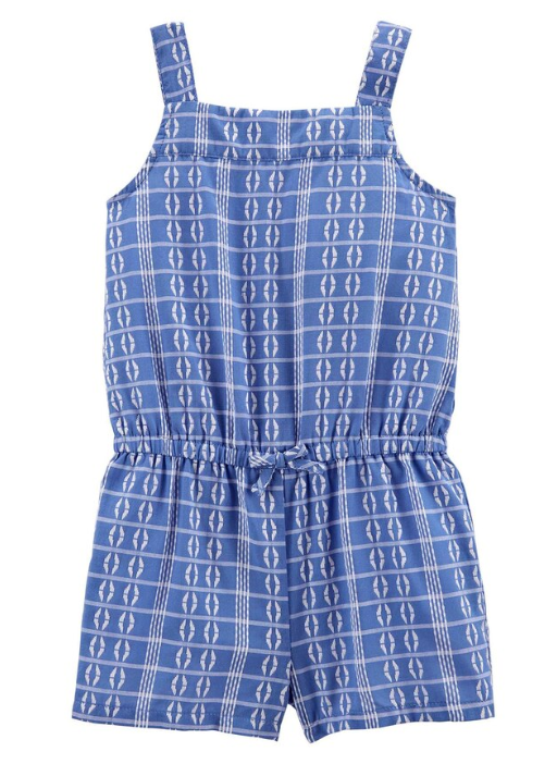 Carter's - Macaquinho de Algodão - Azul com Estampa Branca de Alcinha