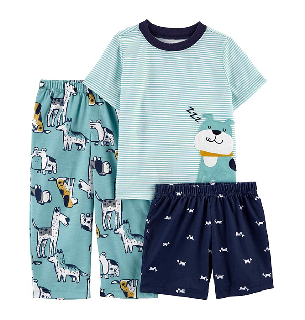 Carter's - Kit Pijamas com 3 Peças - Azul com Estampa de Cachorro