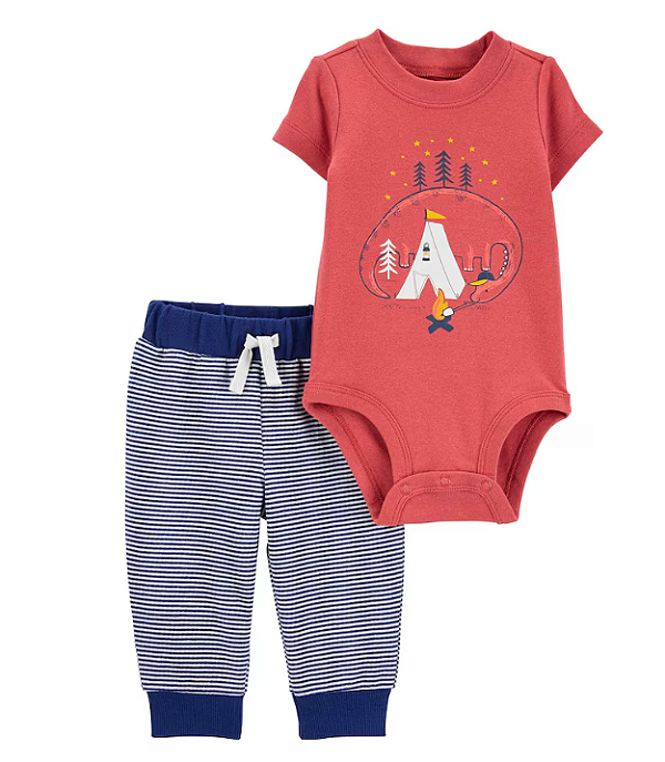 Carter's - Conjunto 2 Peças com Calça e Body - Dinossauro Vermelho