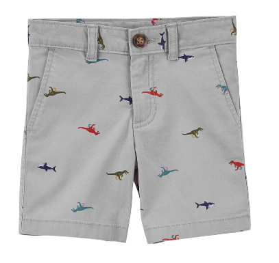 Carter's - Bermuda Infantil Bege Claro com Estampa de Dinossauro