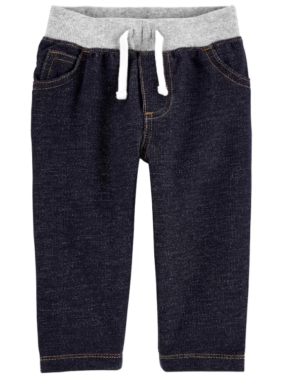 Carter's - Calça Jeans Fake (algodão) com Cós de Elástico e Amarração