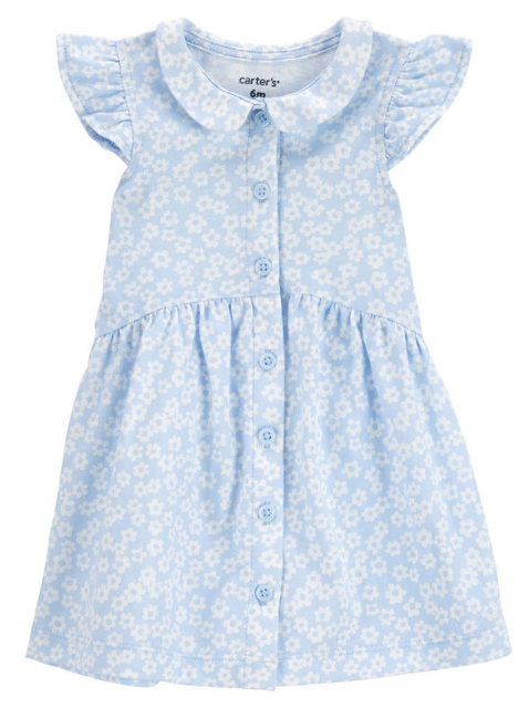 Carter's - Vestido Sem Manga com Babado - Azul com Estampa Floral