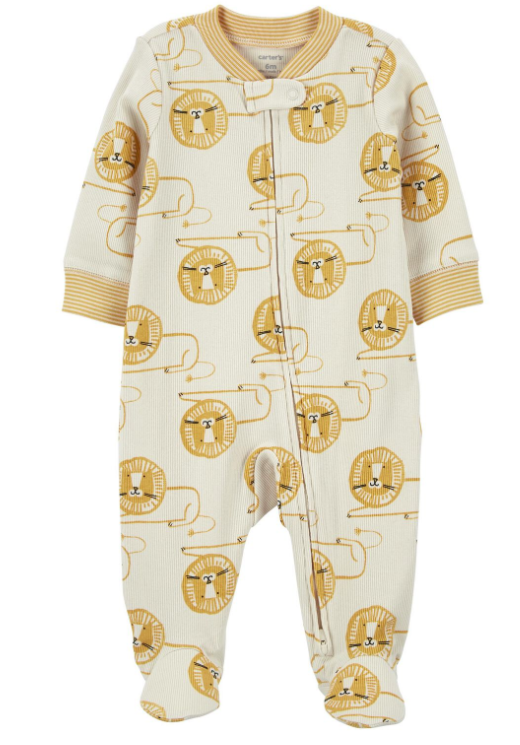 Carter's - Macacão de Algodão - Bege e Amarelo com Estampa de Leão