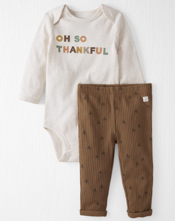 Carter's - Conjunto 2 Peças com Calça e Body - Off-White com Marrom