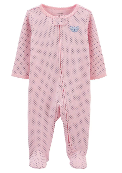Carter's - Macacão de Algodão - Rosa de Bolinhas com Bordado de Coala