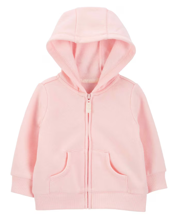 Carter's - Blusa de Moletom com Zíper Frontal e Capuz - Rosa