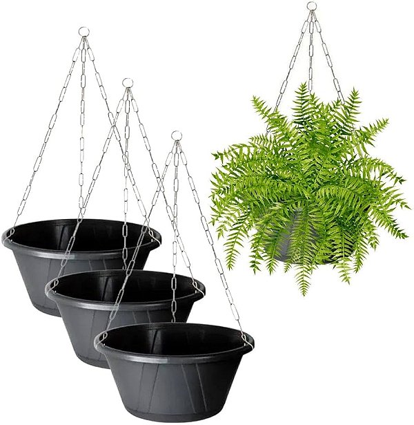 Vaso Cuia Nobre Kit Com Corrente E Prato Preto Nutriplan