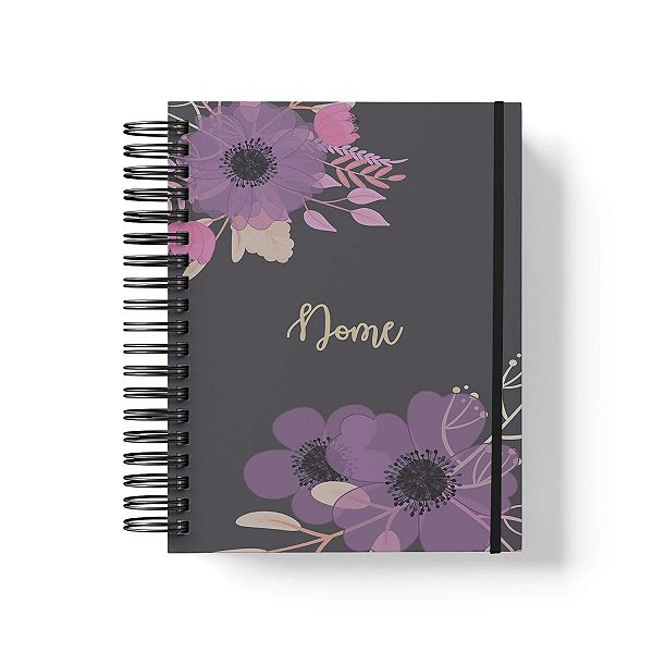 Caderno Personalizado FLORAL (#05) - A5 15x21cm (PEQUENO) - Com Elástico