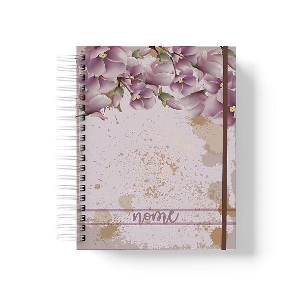 Caderno Personalizado FLORAL (#08) - A5 15x21cm (PEQUENO) - Com Elástico
