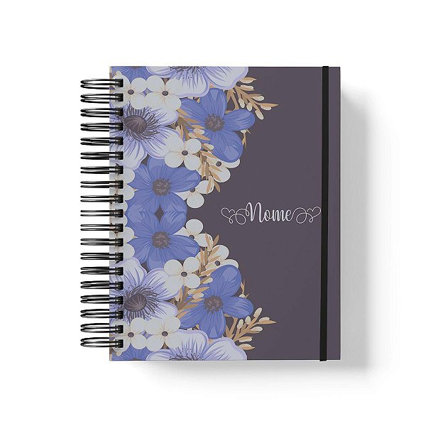 Caderno Personalizado FLORAL (#09) - A5 15x21cm (PEQUENO) - Com Elástico