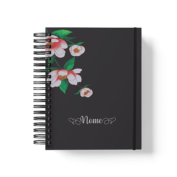 Caderno Personalizado FLORAL (#10) - A5 15x21cm (PEQUENO) - Com Elástico