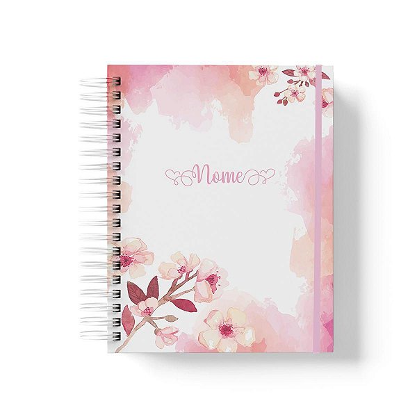 Caderno Personalizado FLORAL (#11) - A5 15x21cm (PEQUENO) - Com Elástico