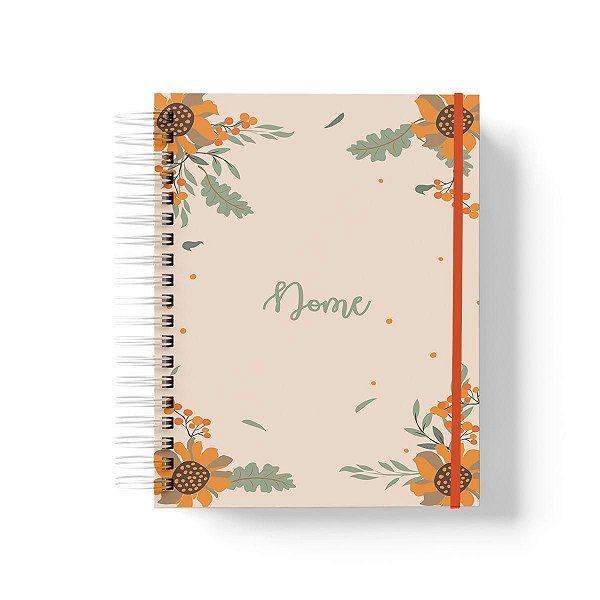 Caderno Personalizado FLORAL (#12) - A5 15x21cm (PEQUENO) - Com Elástico