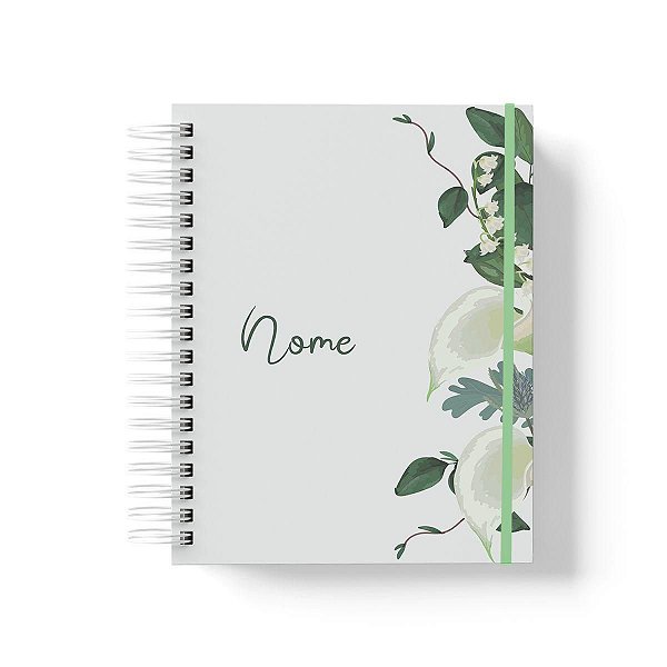 Caderno Personalizado FLORAL (#13) - A5 15x21cm (PEQUENO) - Com Elástico