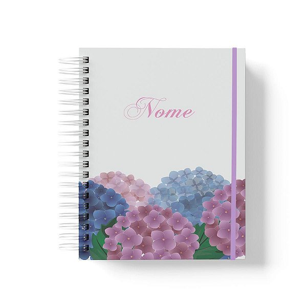 Caderno Personalizado FLORAL (#14) - A5 15x21cm (PEQUENO) - Com Elástico