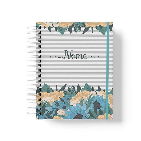 Caderno Personalizado FLORAL (#15) - A5 15x21cm (PEQUENO) - Com Elástico