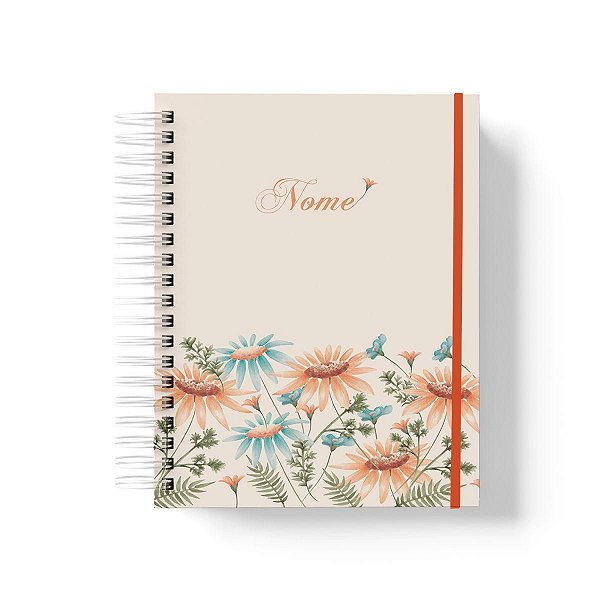 Caderno Personalizado FLORAL (#16) - A5 15x21cm (PEQUENO) - Com Elástico
