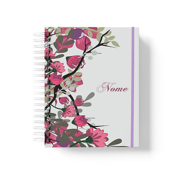 Caderno Personalizado FLORAL (#18) - A5 15x21cm (PEQUENO) - Com Elástico