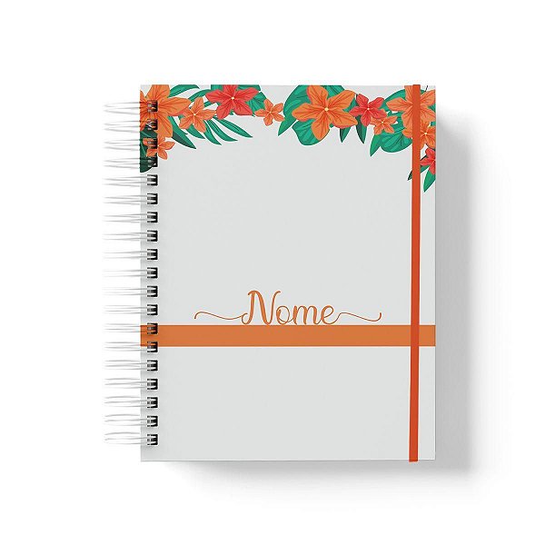 Caderno Personalizado FLORAL (#19) - A5 15x21cm (PEQUENO) - Com Elástico