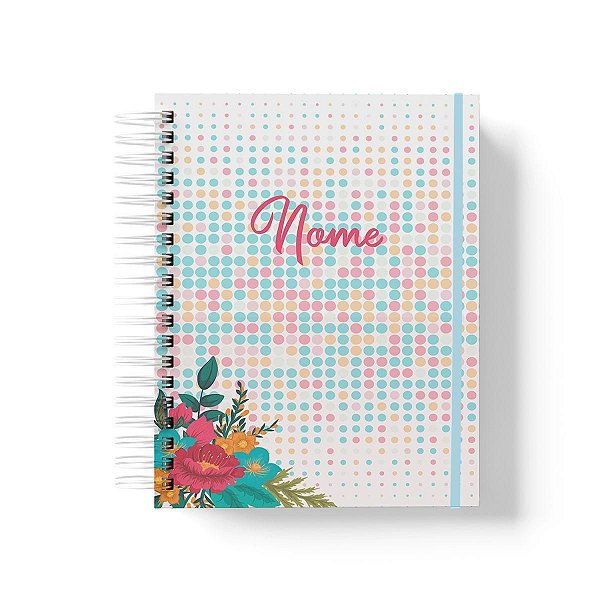 Caderno Personalizado FLORAL (#22) - A5 15x21cm (PEQUENO) - Com Elástico