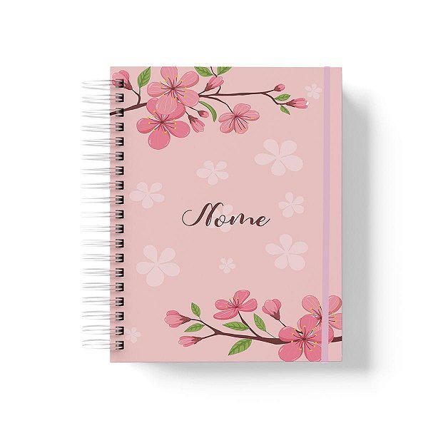 Caderno Personalizado FLORAL (#26) - A5 15x21cm (PEQUENO) - Com Elástico