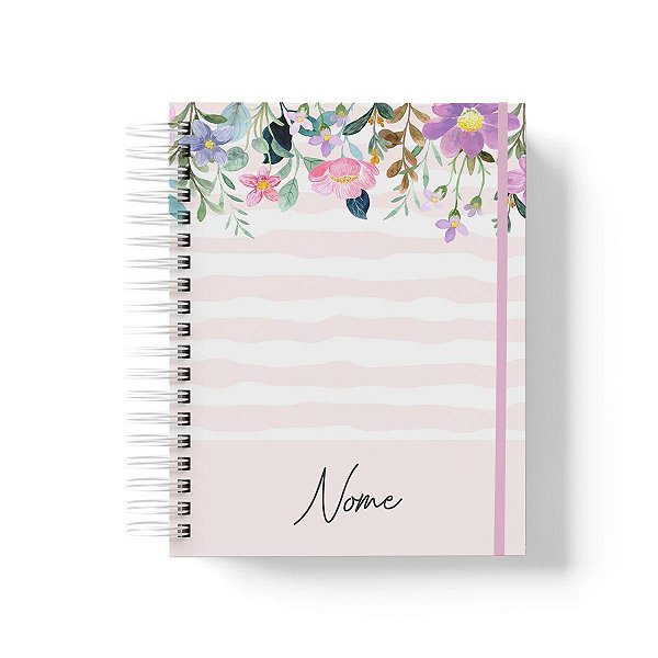 Caderno Personalizado FLORAL (#31) - A5 15x21cm (PEQUENO) - Com Elástico