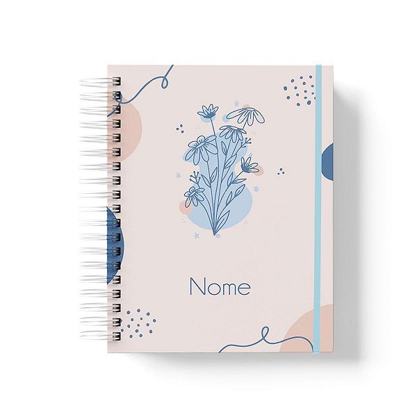 Caderno Personalizado FLORAL (#33) - A5 15x21cm (PEQUENO) - Com Elástico